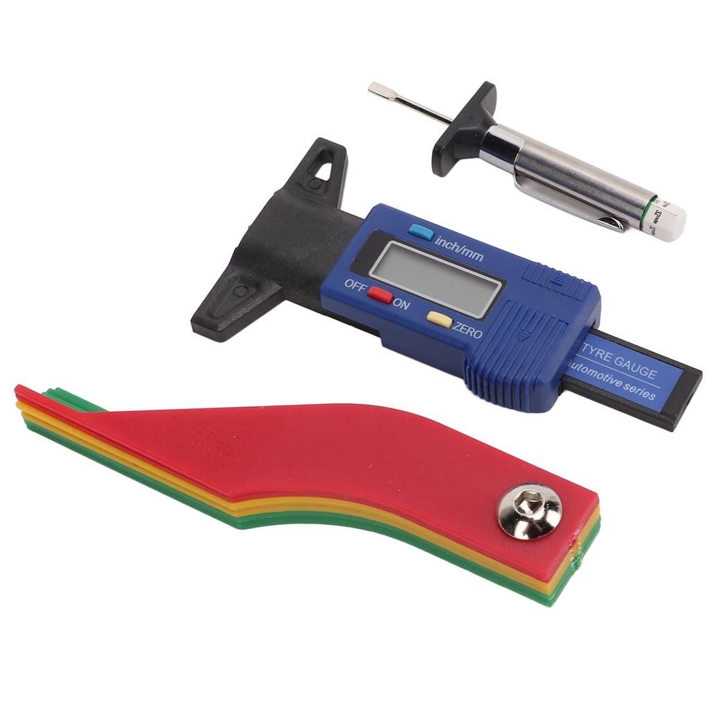 Digital Tire Tread Gauge Color Coded Depth Measurement Tool Handheld Portable for Car Truck Disc Drum Brake Pads
