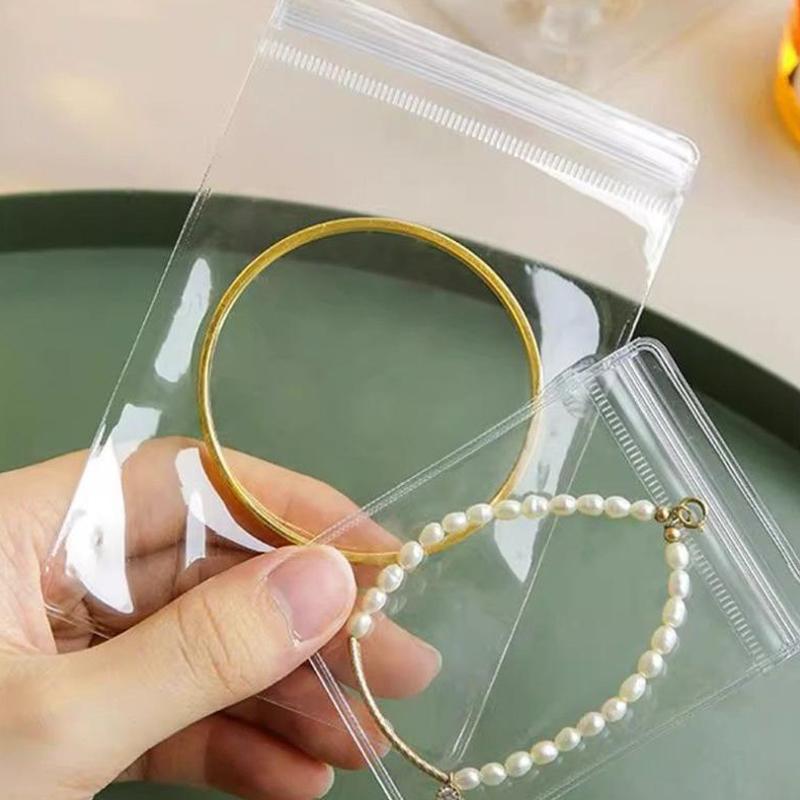 10Pcs Transparent PVC Jewelry Pouches Zip Storage Bag For Earring Necklace Jewelry Anti-Oxidation Display Packaging Bags