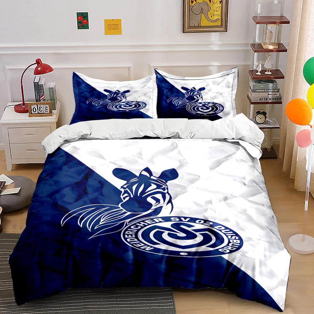 "Zebra Design with MSV Duisburg Logo" Print Bedding Set Duvet Cover Pillowcases (1* Duvet Cover 2* Pillowcases Do Not Include Comforter)