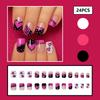 24Pcs Artificial Nails Y2K Style Pink Polka Dot Heart Design Fake Nails Short Square Shape For Party Gift