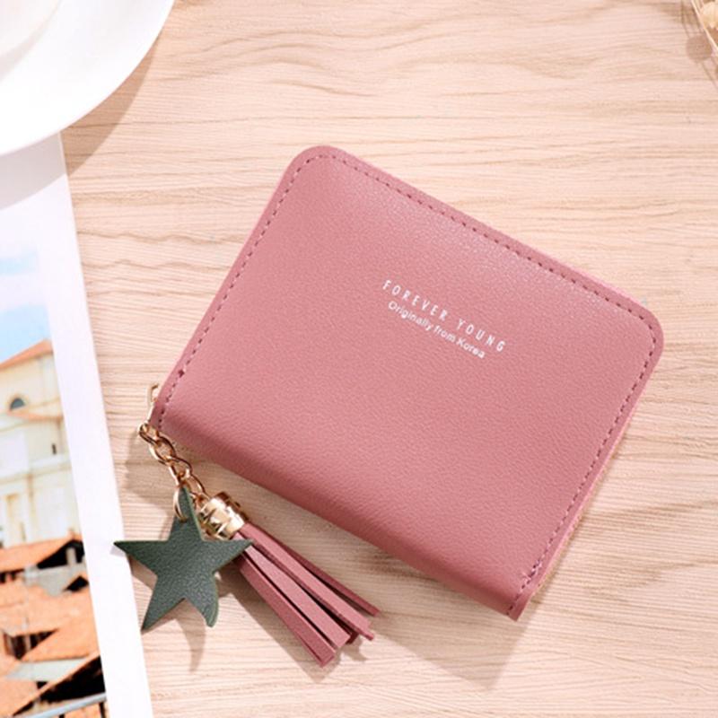 IELGY Модный универсальный простой короткий кошелек на молнии для женщин коричневый — фото 8