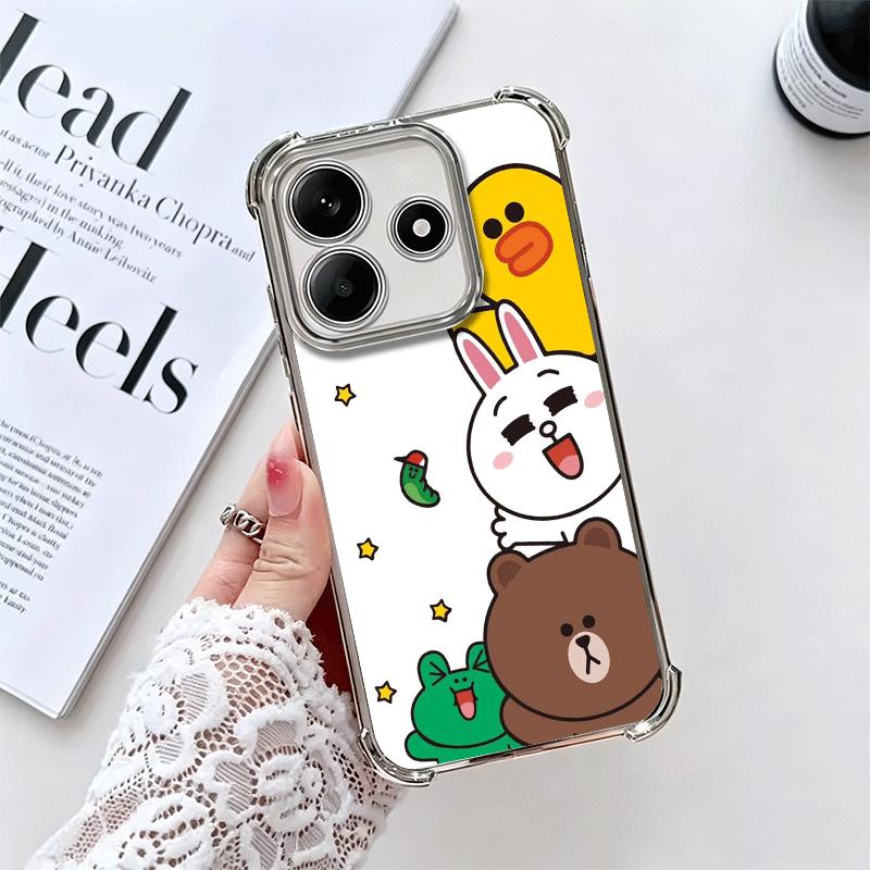 Cartoon Bear B-Browns C-Conys Plating Phone Case For Xiaomi Redmi Note 14 15 Pro Plus 13 12 11 11S 11T 10 9S 9 5G Anti-Fall Aira