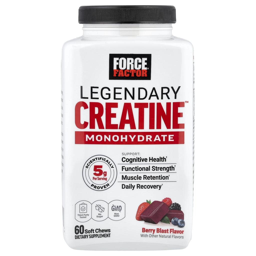 Force Factor, Legendary Creatine Monohydrate, Berry Blast, 60 Soft Chews (2.5g per Chew)