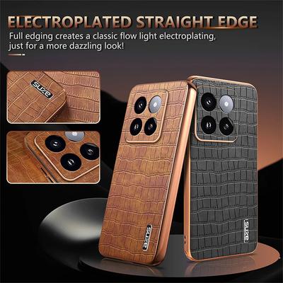 Luxury Crocodile Leather Phone Case for Xiaomi POCO X6 M6 F5 F6 Pro 4G 5G Mi 14 Ultra 13T Pro Shockproof Electroplat Frame Cover