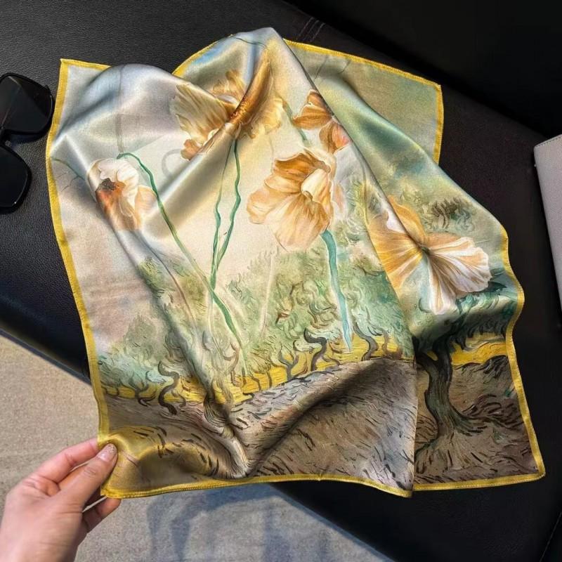 Silk Scarf Women 53x53cm Pure Mulberry Square Shawl Elegant Chinese Style Lightweight Fashion Accessory