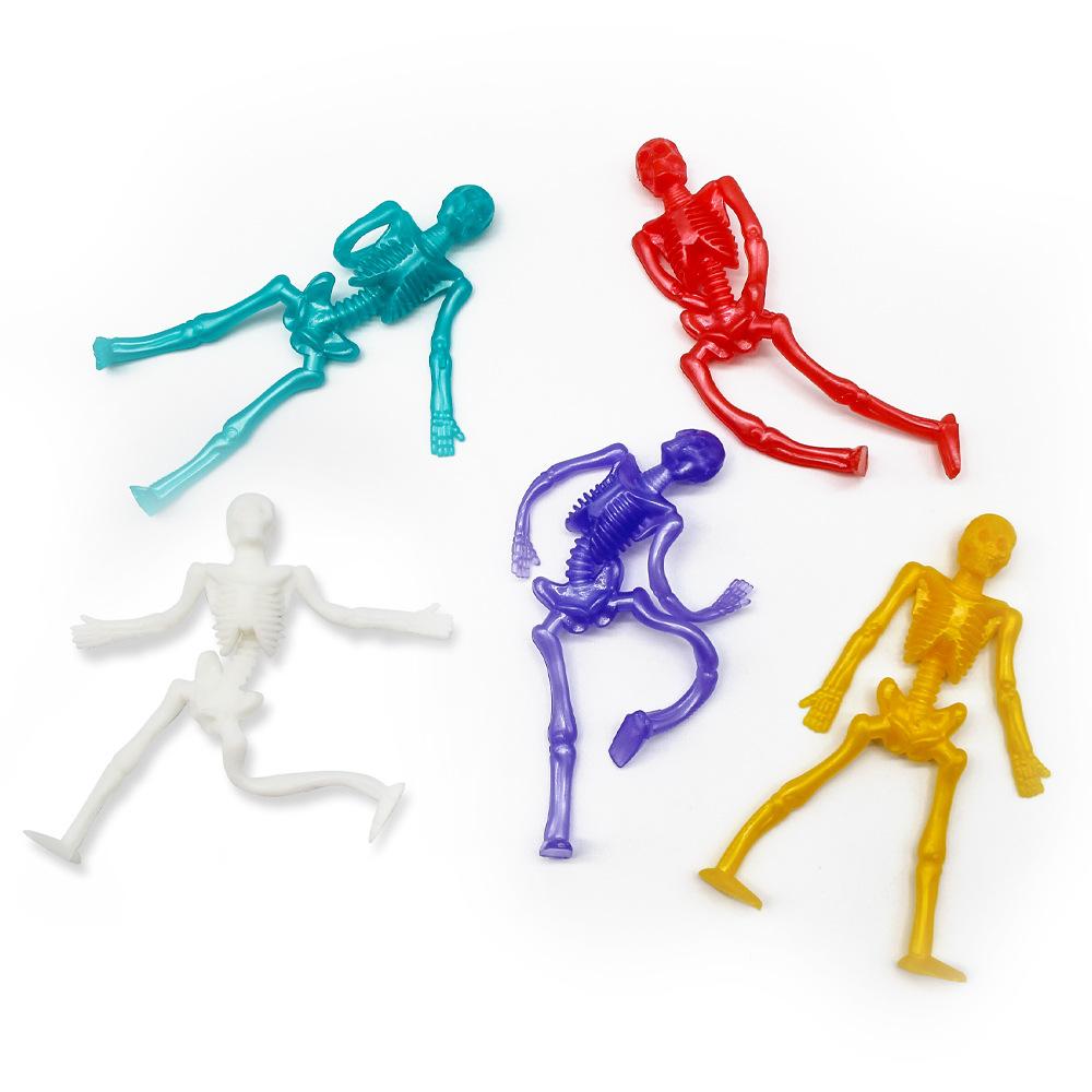 Tpr Soft Rubber Elastic Telescopic Little Zombie Skeleton Man Halloween Trick Funny Toy