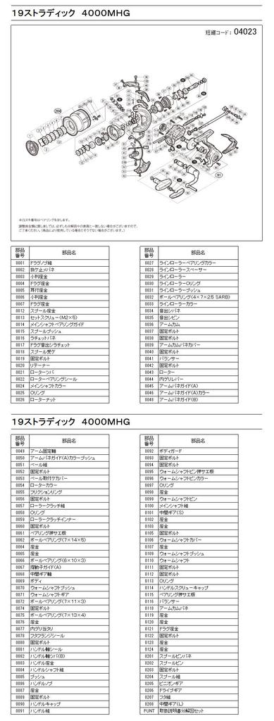 Genuine Parts 19 Stradic 4000MHG Spool Set Part 10DXQ No.
