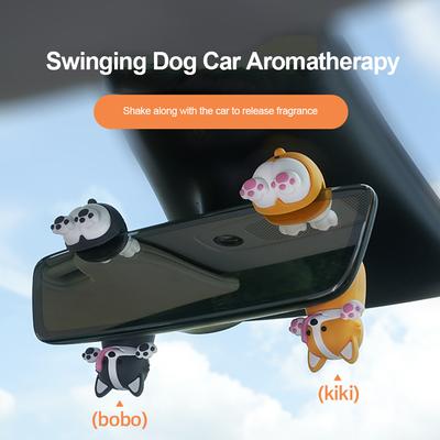Car Air Freshener Auto Interior Aromatherapy Sticker Rearview Mirror Shaking Head Puppy  Mini Cute Decoration Car Accessories