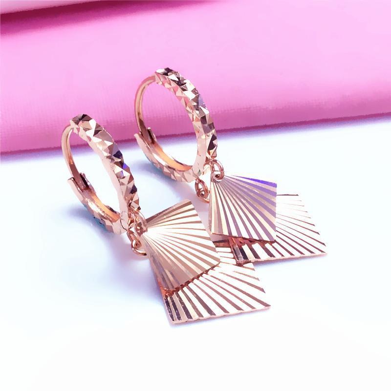 Purple Gold-Plated Rose Gold Shiny Rhombus Earrings Fashion Personality Trend Temperament Exquisite Colored Gold Women