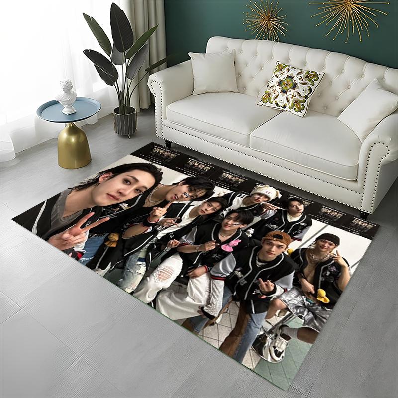 Kpop Stray Kids Music Star Carpet Rug for Playroom Bedroom Living Room Sofa Home Decor,kid Area Rug Non-slip Floor Mat Gift