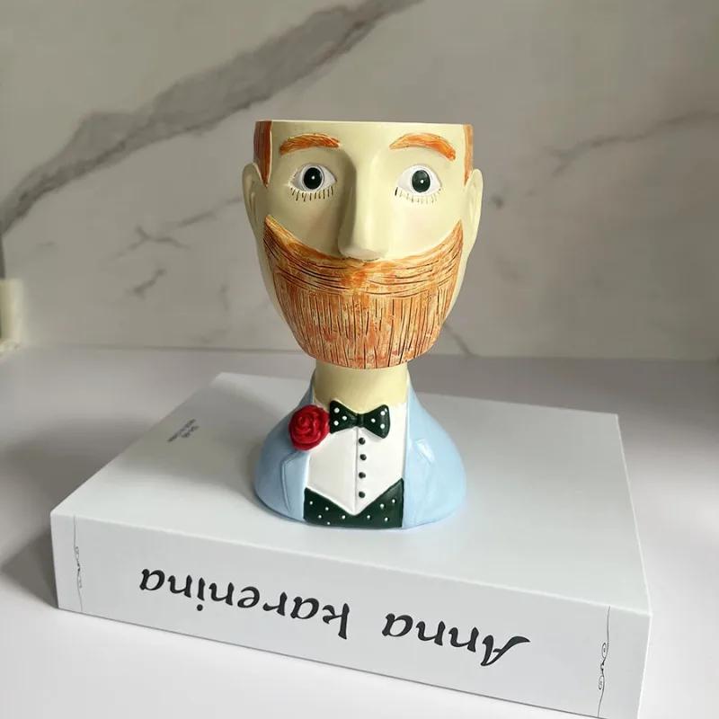 

Creative European Style Portraits of Men and Women Flower Pots Sculptures Resin Crafts Home Decor Ornaments