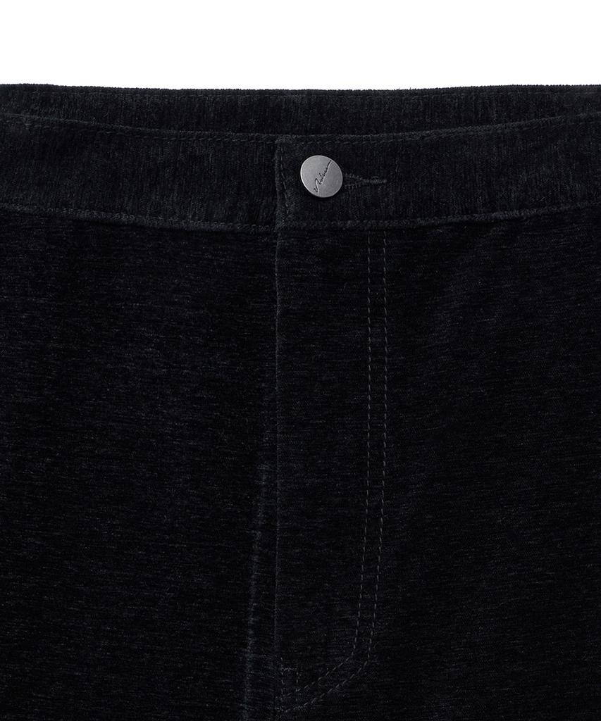 NOIRER Velvet Texture Wide Denim Pants (Black)