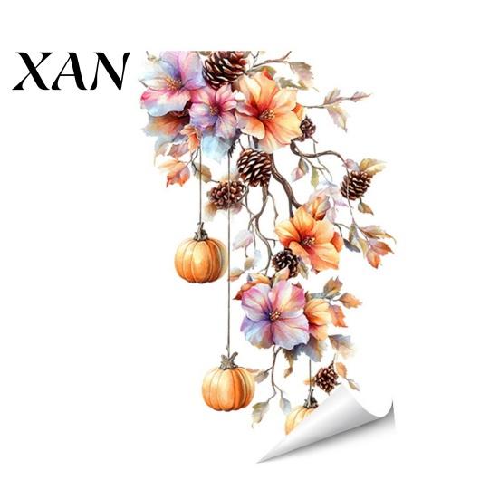 Pumpkin Maple Leaf Stickers Fall Thanksgiving Static Window Clings, Autumn Floral Glass Atmosphere Wall Decor Decals, Removable Harvest Season