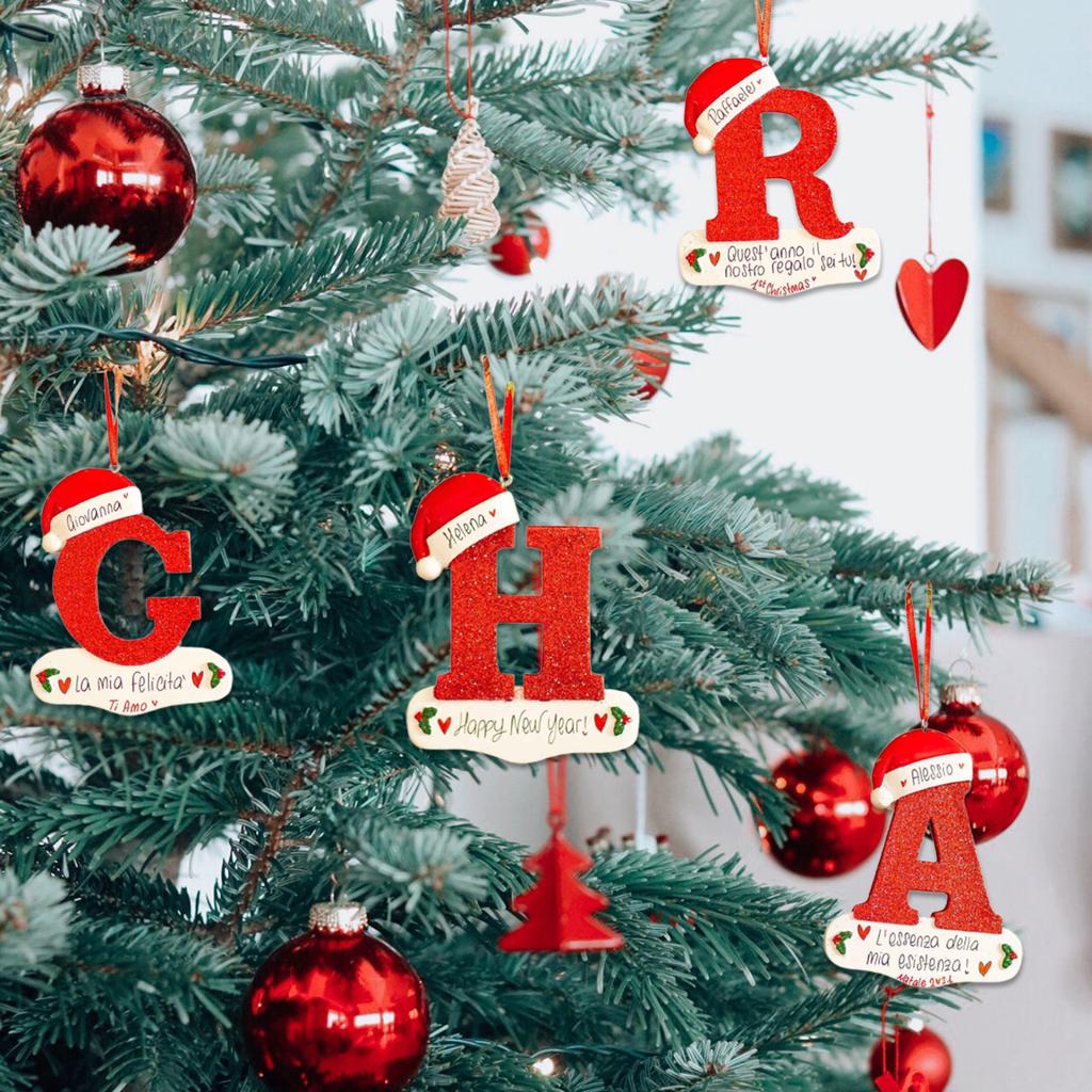 Creative Christmas Tree Decorations Unique Acrylic 26 Letters Alphabet Shaped Hanging Ornaments for Home and Car
