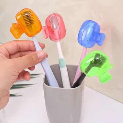 4pcs Portable Toothbrush Head Cover Plastic Protective Toothbrush Storage Rack for Bathroom Home Travel Outdoor Hiking Supplies