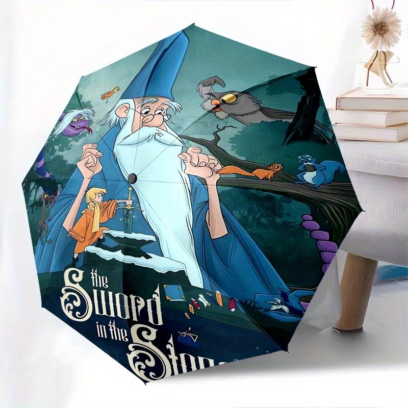 

The Sword in the Stone Cartoon Automatic Opening and Closing Umbrella - Small Umbrella Suitable for Various Occasions, Portable 3-Fold Small