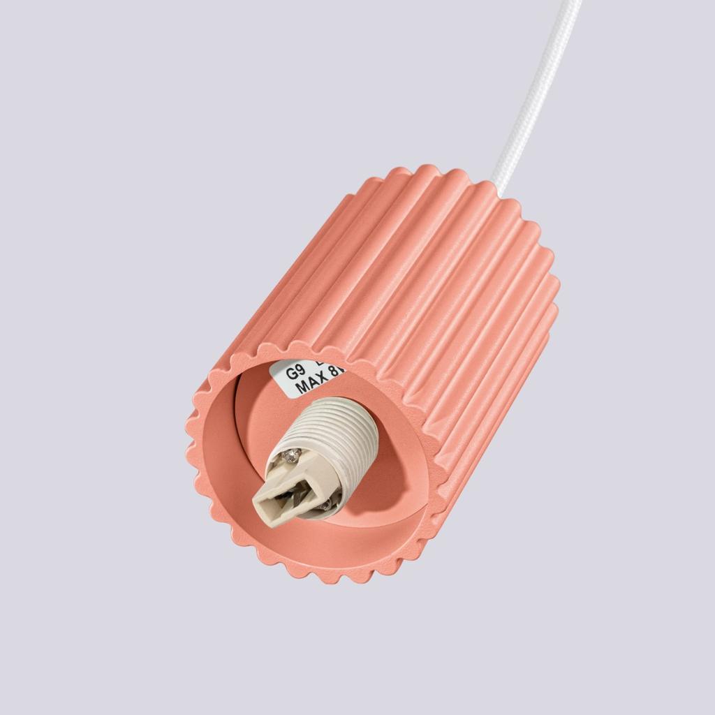 Lampa Wisząca Nowoczesna Brzoskwiniowa Ryflowana Szklana Biała Kula Do Salonu Jadalni Nad Stół 1Xg9 8W Halo Sollux Lighting
