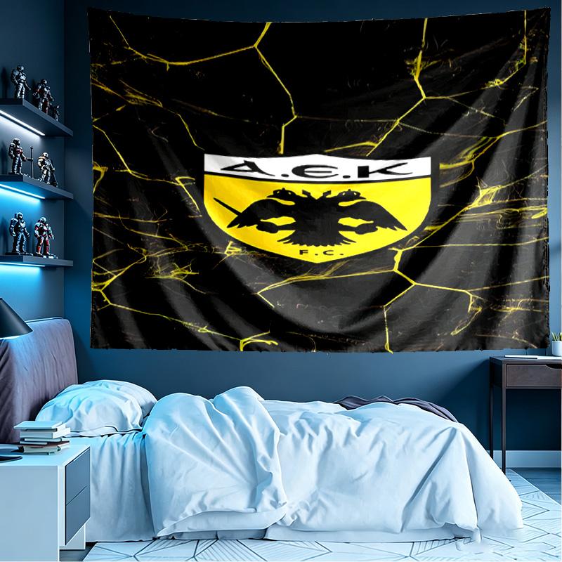 AEK Athens FC Print Tapestry, Lightweight Wall Hanging, for Bedroom, Dorm, Living Room, Home Art Decor, Birthday Christmas Gift for Friends