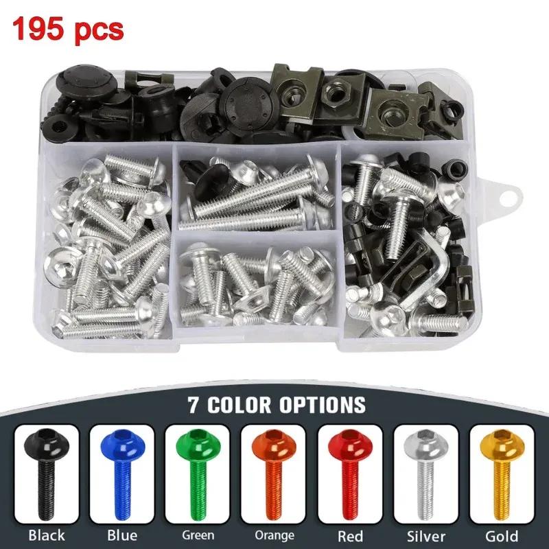 195pcs Fairing Screws Bolt Kit for Suzuki GSXR600 GSXR1000 Hayab GSX1300R GSX600F GSX750F SV1000 SV650 TL1000R/S DL650 DL1000