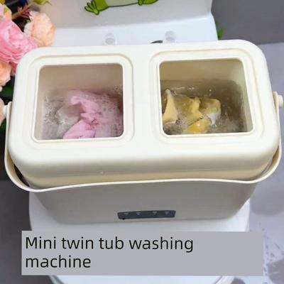 Wasch- und Pflegegerät für Faule, Doppelsteuerungs-Unterwäsche- und Sockenwaschmaschine mit zwei Kammern, Mini- tragbare Waschmaschine
