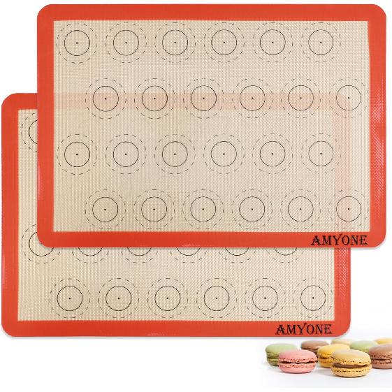 AMYONE Quarter Sheet Silicone Baking Mat, 2 Pcs Non-Stick Silicone Baking Mats Cookie Sheet for 9x13 Baking Pan, Reble Baking Sheet Liners Compatible