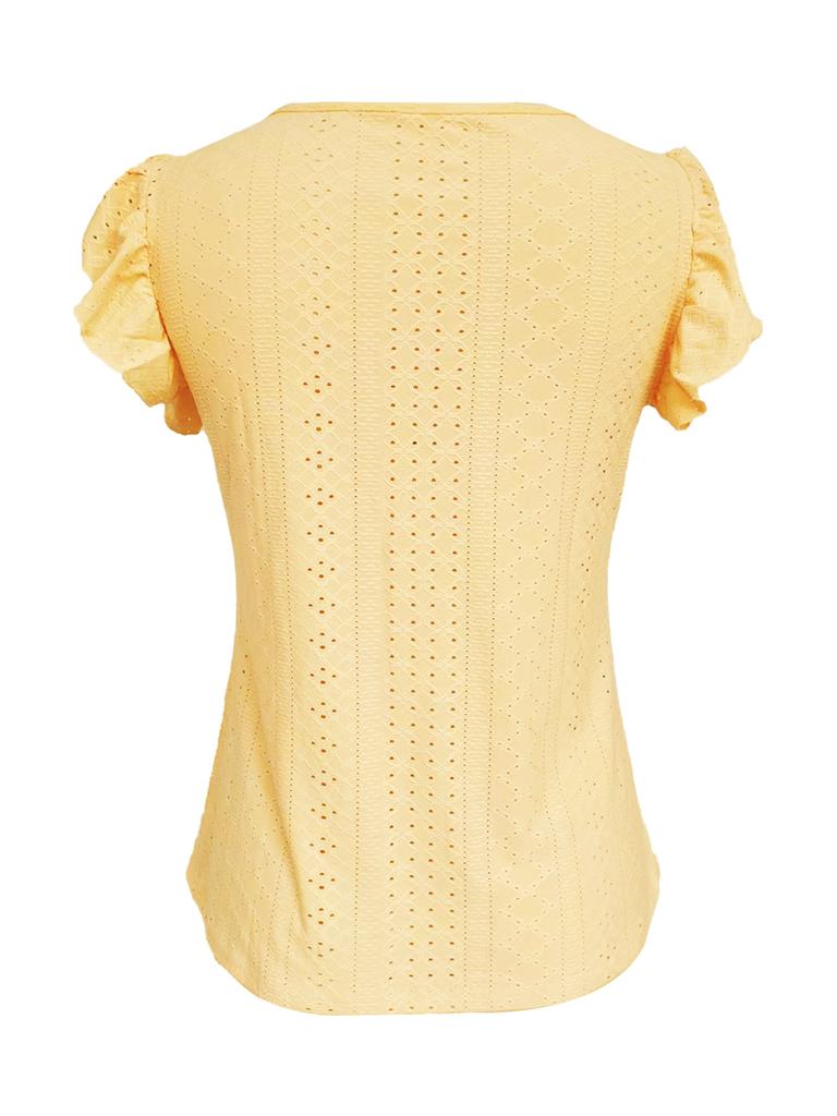 Spring New Women's Fashion Casual Solid Color Ruffles Sleeve V-Neck T-Shirt