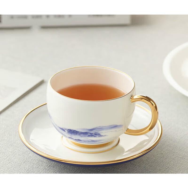 Auratic Blue and White Landscape Ceramic Tea/Coffee Cup Set