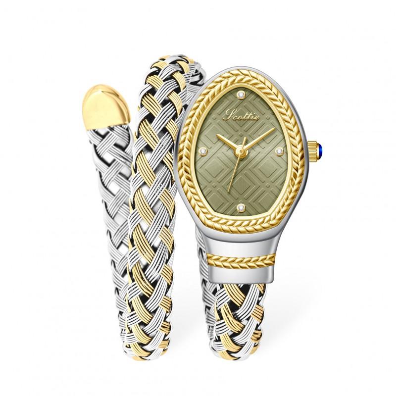 Scottie 9791 Womens Oval Quartz Watch Retro Style Braided Strap Fashion Wristwatch