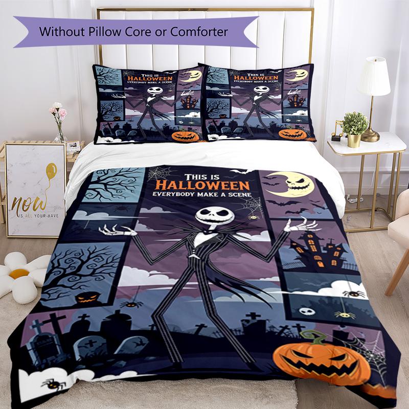 Jack Skellington Duvet Cover Set Perfect for Living Room Machine Washable Christmas Gift