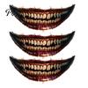 Safe Skin Friendly Makeup Tattoos 3Pcs Realistic Scary Mouth for Halloween Zombie Vampire Clown Party, Waterproof Spooky Theme Party Accessories