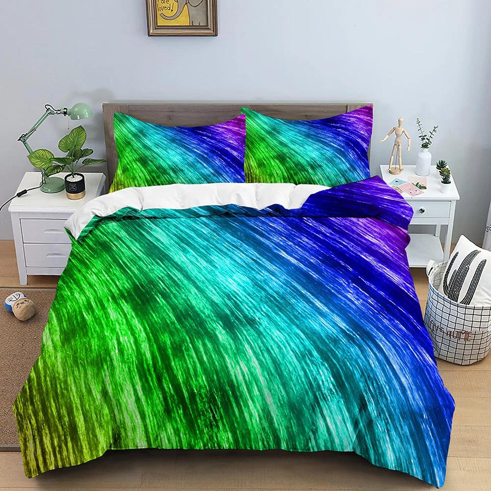 Regenbogen Geometrisch Bettbezug Psychedelisch Twin Queen Bettwäsche Set für Kinder Erwachsene Abstraktes Muster Deckenbezug Modernes Bettwäsche Set