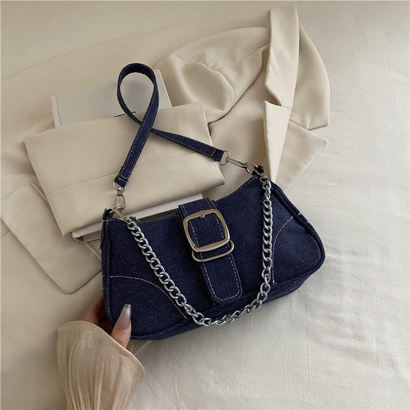

Premium canvas small bag women s bag new niche summer fashion chain messenger bag shoulder armpit bag синій