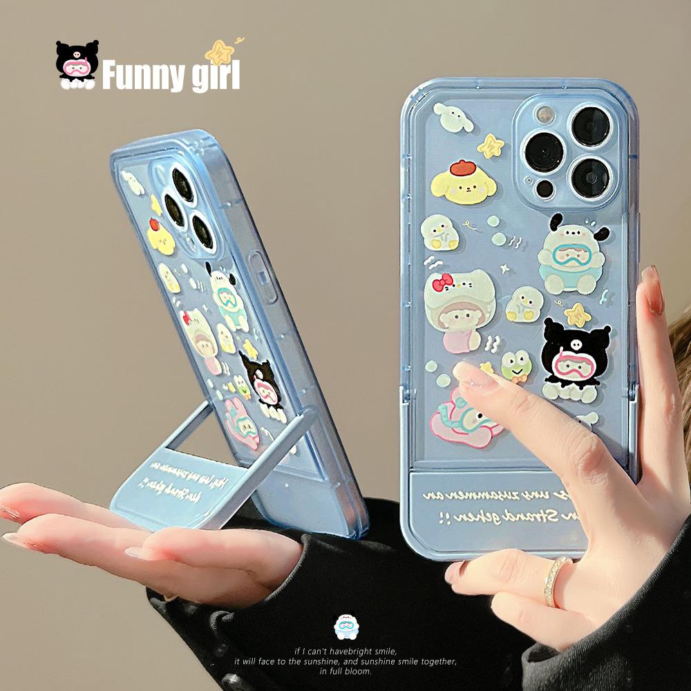 Diving Underwater World Suitable for 16 Apple 13 Promax Mobile Phone Case Iphone 12 Folding Xr Stand 11 Soft 15