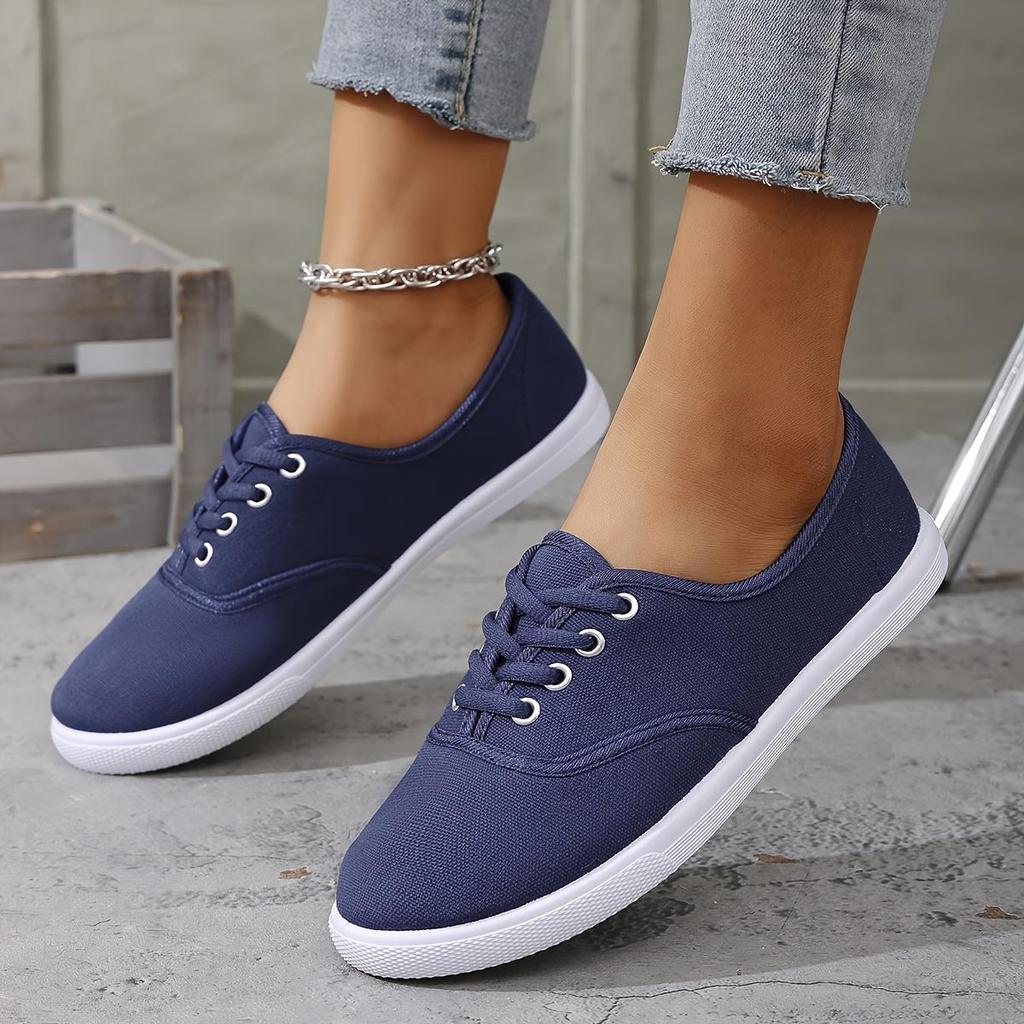 Women's Elegant Solid Color Casual Sports Shoes, Lightweight Lace-up Shoes, Multiple Colors for All Seasons, Comfortable Round Toe Design