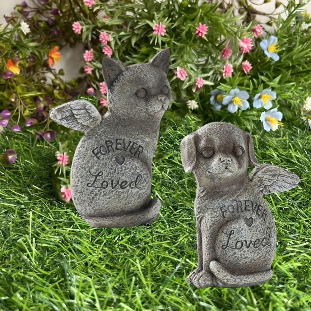

Stone Finish Pet Memorial Statue Resin Small Animal Monument Pet Memorial Tombstone Garden Dog