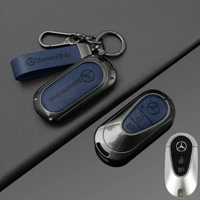 AXX2   Leather Car Key Case Cover Shell Holder Bag For Mercedes Benz 2022 C S Class W206 W223 S350 C260 C300 S400 S450 S500 Accessories