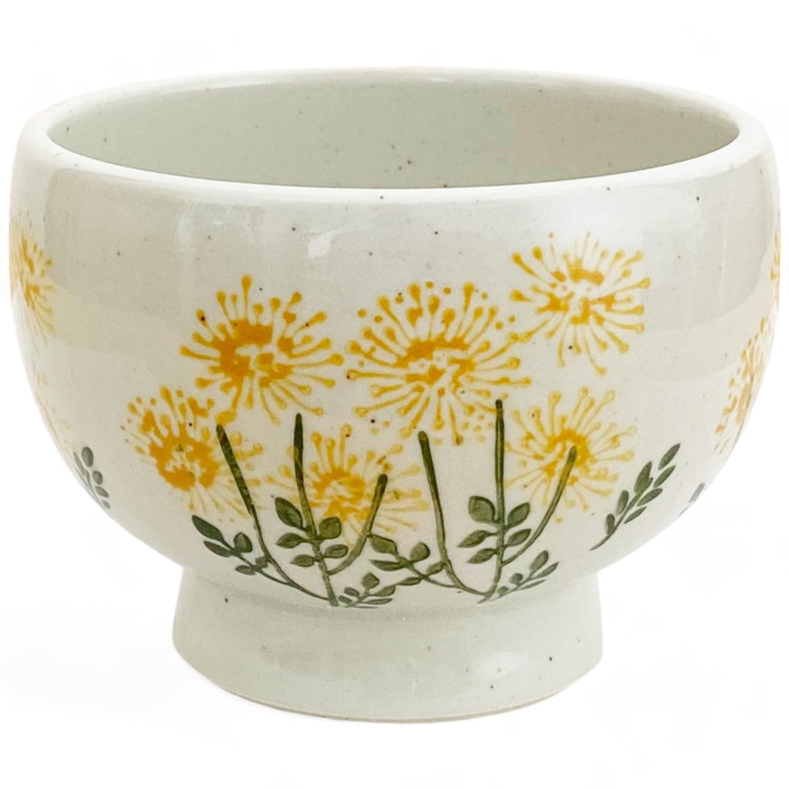 

Takumifu Matcha Wildflower Made in Hasami Ware High-Based Bowl, Ceramic, Design, Yellow, Japan,