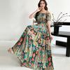 Bohemian Maxi Dress With Elastic Waist For Summer Beach Vacation And Artful Style