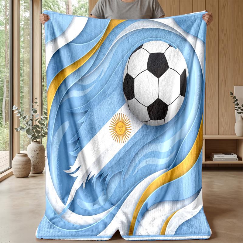 Argentinien Fußball Aufdruck Flanelldecke Hautfreundlich Warm Dekorative Decke für Innen Couch Bett Tägliche Nutzung