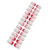 24PCS French False Nails with Red Tip and Flower Printed Reusable Fake Nails for Women Wedding Party Fashion