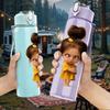 1PC Little Afro Girl Yellow Dress Portrait Print 750ml Color Plastic Sports Water Bottle Leakproof Flip Straw Lid Suitable for Sports Office Home Use
