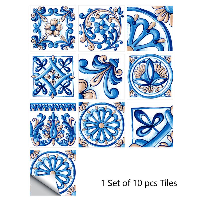 Retro Abstraktní Tisk Samolepky na Dlaždice Koupelnová Mozaika Vinylové Dlaždice Kuchyňové Lepicí Okrajové Nástěnné Samolepky Vodotěsná Tapeta Umělecká Nástěnná Malba