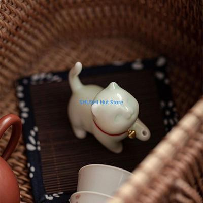Cats Holder Decorations Elegant Ceramic Cats Incenses Holder Emotional Adjustment Incenses Holder D57B