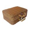 Cestino in rattan Valigia di vimini Confezione da picnic intrecciata Scatola vintage Borsa da campeggio Cesto regalo da campeggio Baule Custodia rustica Fattoria retrò