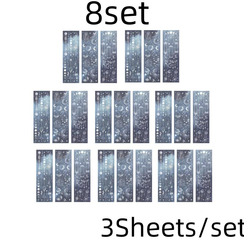 3 Sheets Butterfly Moon Star Stickers PET Transparent Decorative Stickers For Craft Album Journal Scrapbooking