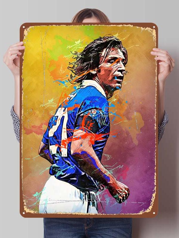 Andrea Pirlo Football Player Metal Posters Wall Art of Murals Custom Made Metal Tin Sign Plaque for Wall Decoration Retro Decor