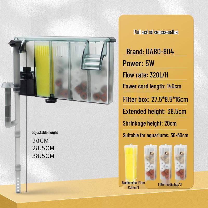 Wall-Mounted Aquarium Filter: Compact 3-in-1 External Purification & Circulation System