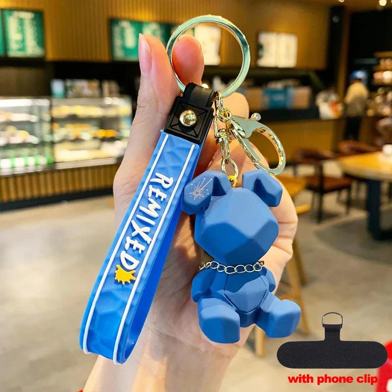 

Cute Cartoon Universal Phone Wrist Strap Nordic Bunny Doll Keychain Fashion Punk Rabbit Keyring Car Bag Phone Case Chain синий