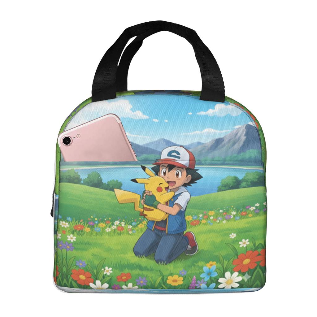 Custom P-Pikachus Portable Lunch Boxes Women Men Multifunction Cartoon Thermal Cooler Food Insulated Lunch Bag School Student
