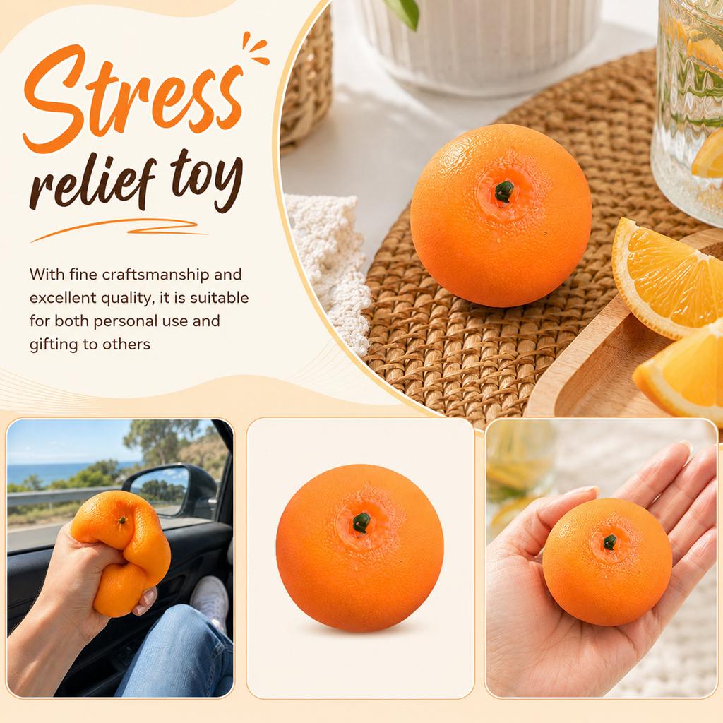 Faux Orange Stress Toy for Hand Fidgeting and Sensory Play